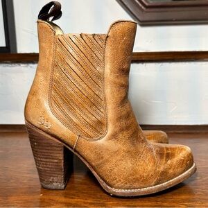 Bed Stü Insight Distressed Leather Ankle Boots Caramel Brown Size 10 GUC